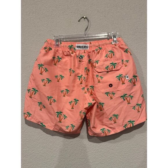 Bondi Beamers Men's Size Medium Palm Tree Swim Trunks Pink Green - Picture 3 of 5